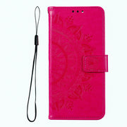 For iPhone 16 Plus Totem Flower Embossed Leather Phone Case(Red)