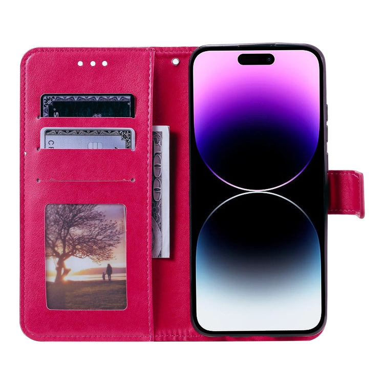For iPhone 16 Plus Totem Flower Embossed Leather Phone Case(Red)