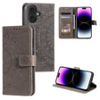 For iPhone 16 Totem Flower Embossed Leather Phone Case(Grey) - iPhone 16 Cases by PMC TechLife | Online Shopping South Africa | PMC TechLife | Buy Now Pay Later Mobicred