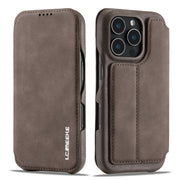 For iPhone 16 Pro Max LC.IMEEKE Hon Ancient Series Flip Leather Phone Case(Coffee)