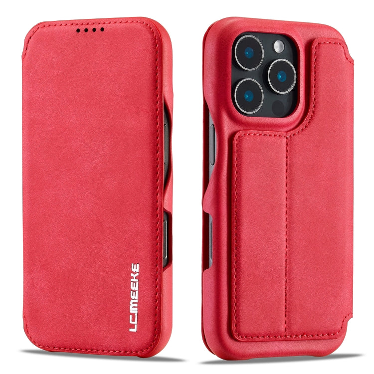 For iPhone 16 Pro LC.IMEEKE Hon Ancient Series Flip Leather Phone Case(Red)