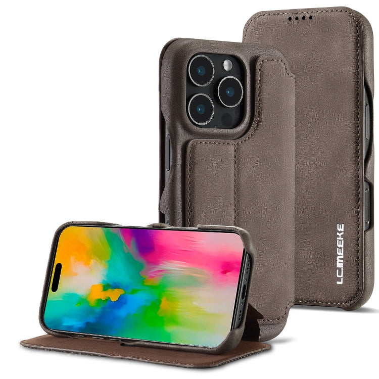For iPhone 16 Pro LC.IMEEKE Hon Ancient Series Flip Leather Phone Case(Coffee)