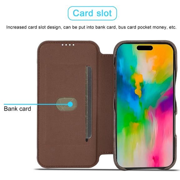 For iPhone 16 Pro LC.IMEEKE Hon Ancient Series Flip Leather Phone Case(Coffee)