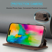 For iPhone 16 Pro LC.IMEEKE Hon Ancient Series Flip Leather Phone Case(Coffee)