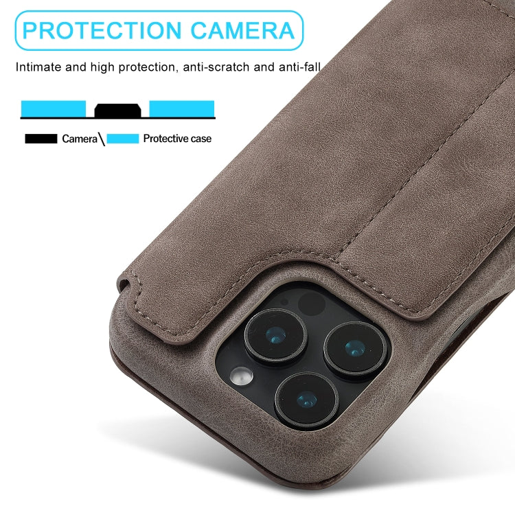 For iPhone 16 Pro LC.IMEEKE Hon Ancient Series Flip Leather Phone Case(Coffee)
