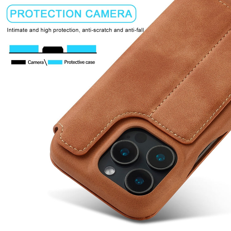 For iPhone 16 Pro LC.IMEEKE Hon Ancient Series Flip Leather Phone Case(Brown)