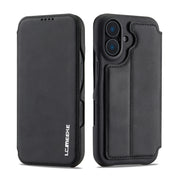 For iPhone 16 Plus LC.IMEEKE Hon Ancient Series Flip Leather Phone Case(Black)