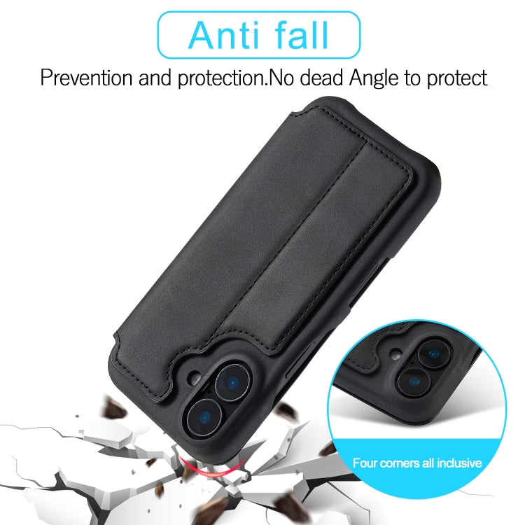 For iPhone 16 Plus LC.IMEEKE Hon Ancient Series Flip Leather Phone Case(Black)