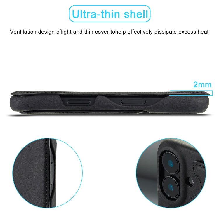 For iPhone 16 Plus LC.IMEEKE Hon Ancient Series Flip Leather Phone Case(Black)