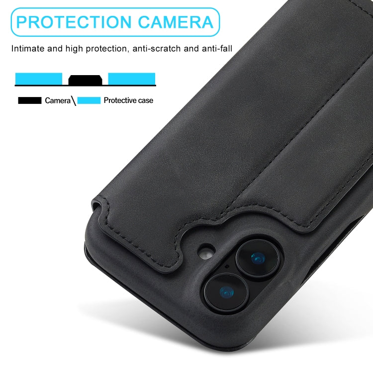 For iPhone 16 Plus LC.IMEEKE Hon Ancient Series Flip Leather Phone Case(Black)