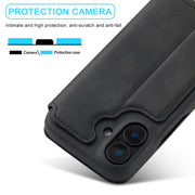 For iPhone 16 Plus LC.IMEEKE Hon Ancient Series Flip Leather Phone Case(Black)