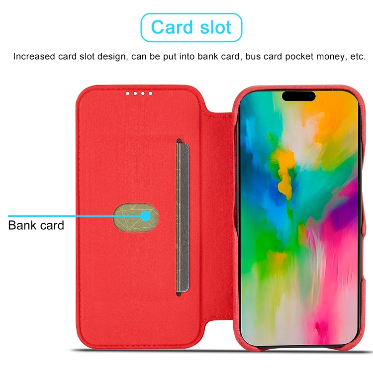 For iPhone 16 Plus LC.IMEEKE Hon Ancient Series Flip Leather Phone Case(Red)