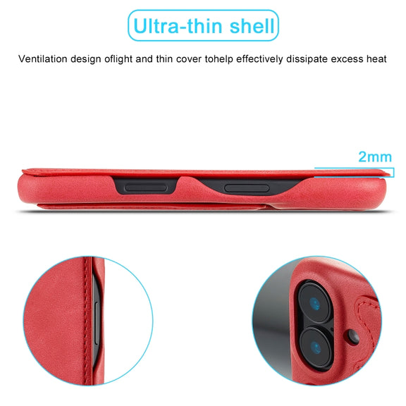 For iPhone 16 Plus LC.IMEEKE Hon Ancient Series Flip Leather Phone Case(Red)