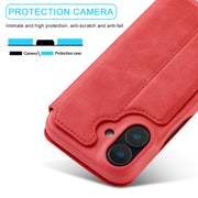 For iPhone 16 Plus LC.IMEEKE Hon Ancient Series Flip Leather Phone Case(Red)