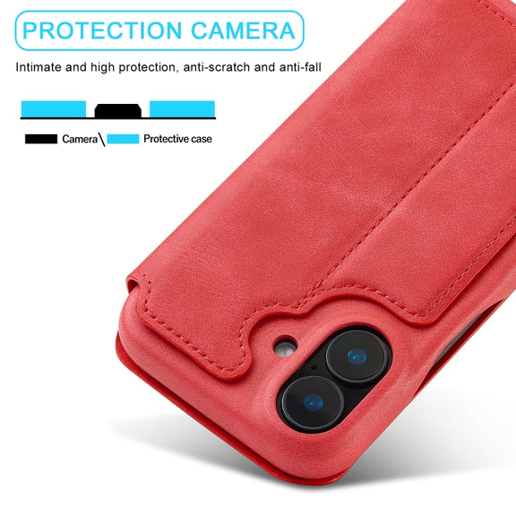 For iPhone 16 Plus LC.IMEEKE Hon Ancient Series Flip Leather Phone Case(Red)