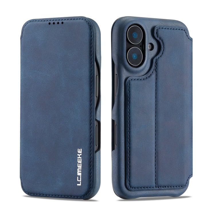 For iPhone 16 Plus LC.IMEEKE Hon Ancient Series Flip Leather Phone Case(Blue)