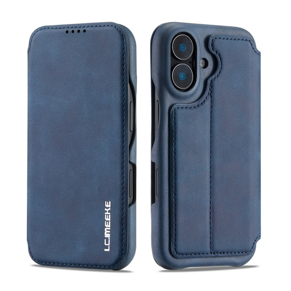 For iPhone 16 Plus LC.IMEEKE Hon Ancient Series Flip Leather Phone Case(Blue)