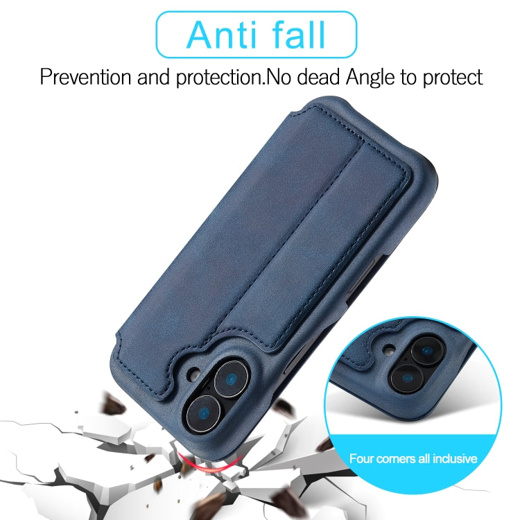 For iPhone 16 Plus LC.IMEEKE Hon Ancient Series Flip Leather Phone Case(Blue)