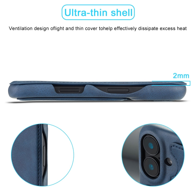 For iPhone 16 Plus LC.IMEEKE Hon Ancient Series Flip Leather Phone Case(Blue)