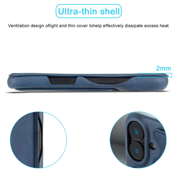 For iPhone 16 Plus LC.IMEEKE Hon Ancient Series Flip Leather Phone Case(Blue)