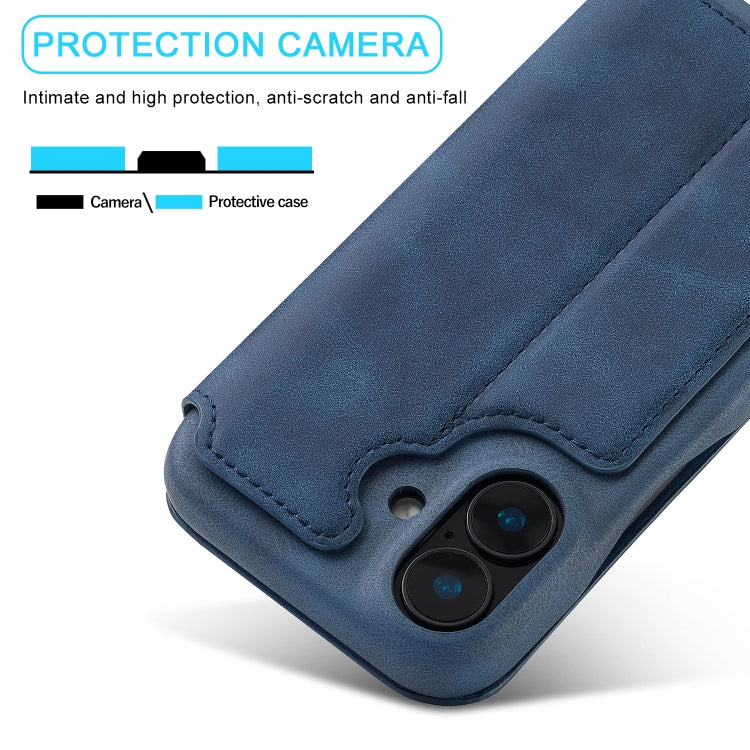 For iPhone 16 Plus LC.IMEEKE Hon Ancient Series Flip Leather Phone Case(Blue)