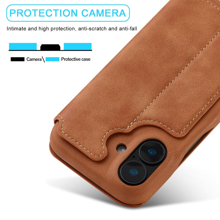 For iPhone 16 Plus LC.IMEEKE Hon Ancient Series Flip Leather Phone Case(Brown)