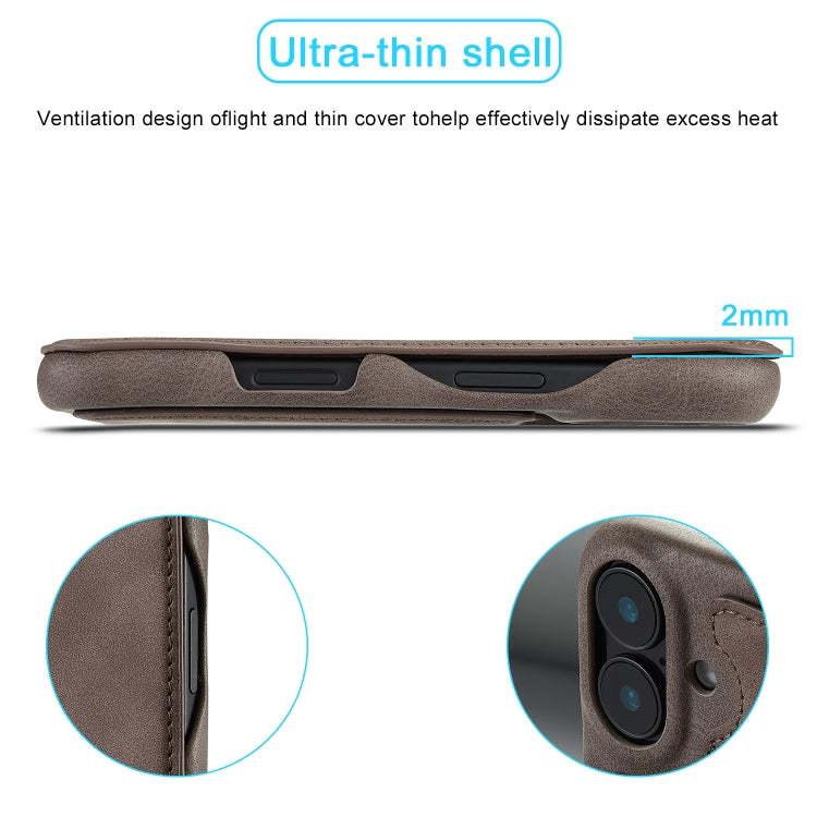 For iPhone 16 LC.IMEEKE Hon Ancient Series Flip Leather Phone Case(Coffee)
