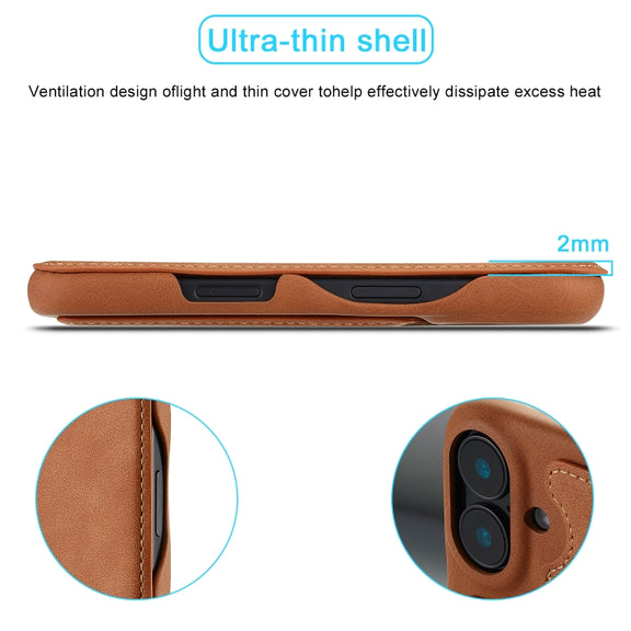 For iPhone 16 LC.IMEEKE Hon Ancient Series Flip Leather Phone Case(Brown)