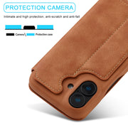 For iPhone 16 LC.IMEEKE Hon Ancient Series Flip Leather Phone Case(Brown)