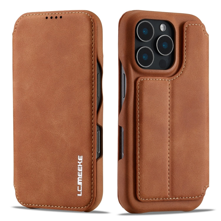 For iPhone 15 Pro Max LC.IMEEKE Hon Ancient Series Flip Leather Phone Case(Brown)