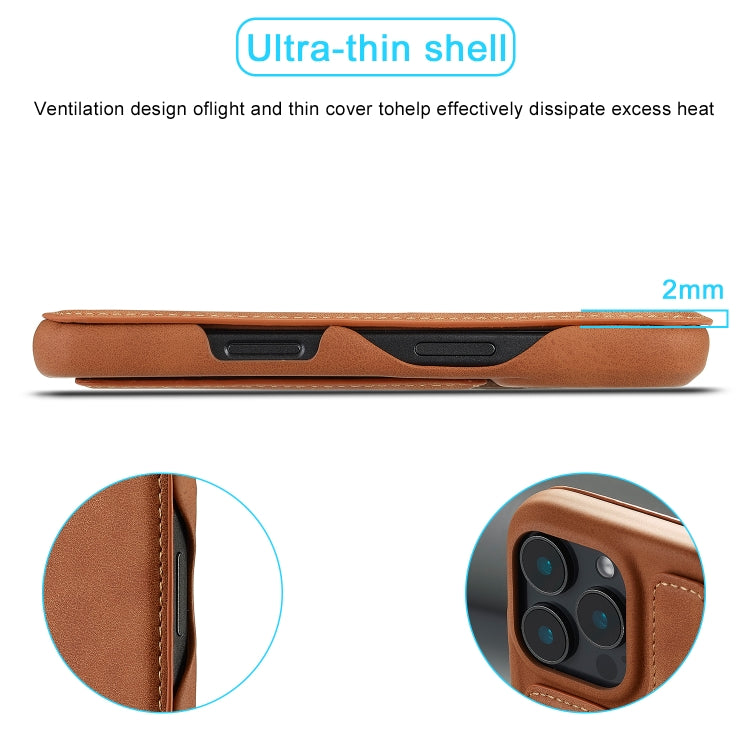 For iPhone 15 Pro Max LC.IMEEKE Hon Ancient Series Flip Leather Phone Case(Brown)