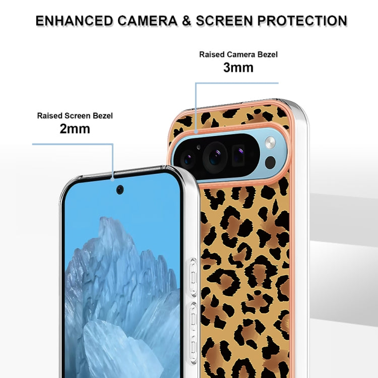 For Google Pixel 9 / 9 Pro Electroplating Dual-side IMD Phone Case(Leopard Print)