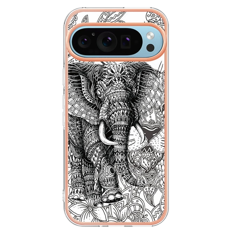 For Google Pixel 9 / 9 Pro Electroplating Dual-side IMD Phone Case(Totem Elephant)