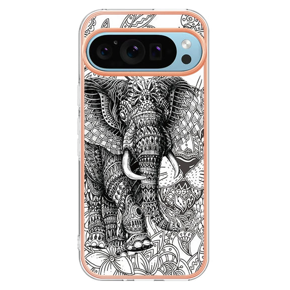 For Google Pixel 9 / 9 Pro Electroplating Dual-side IMD Phone Case(Totem Elephant)