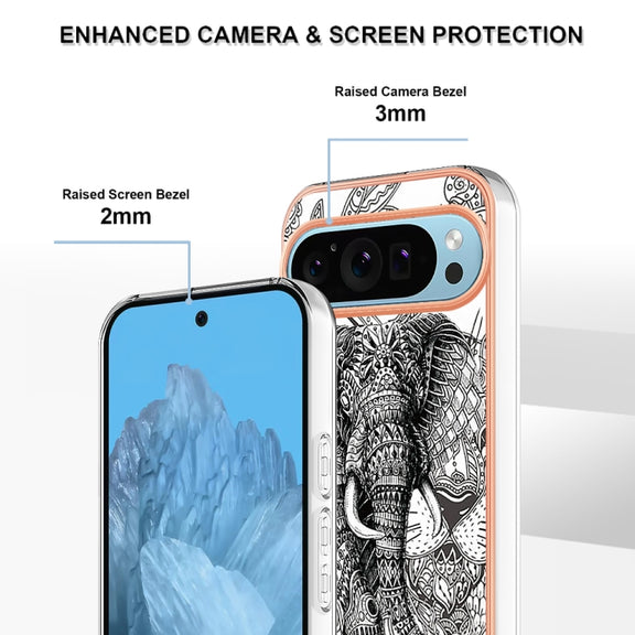 For Google Pixel 9 / 9 Pro Electroplating Dual-side IMD Phone Case(Totem Elephant)