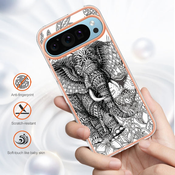For Google Pixel 9 / 9 Pro Electroplating Dual-side IMD Phone Case(Totem Elephant)