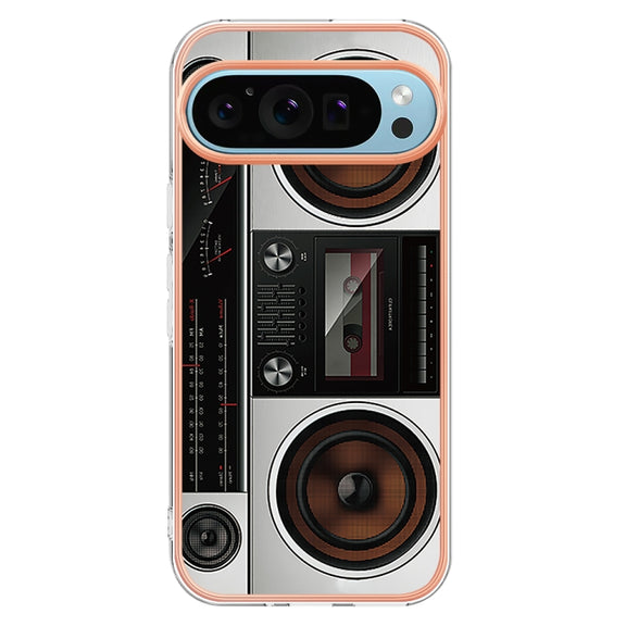 For Google Pixel 9 Pro XL Electroplating Dual-side IMD Phone Case(Retro Radio)