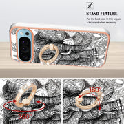 For Google Pixel 9 Pro XL Electroplating Dual-side IMD Phone Case with Ring Holder(Totem Elephant)