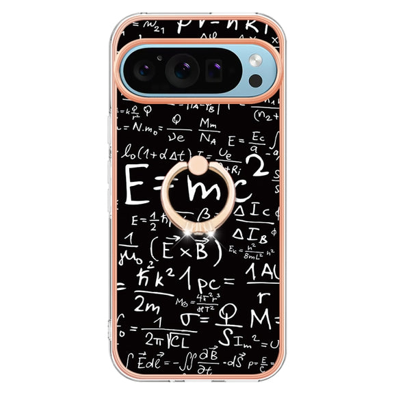 For Google Pixel 9 Pro XL Electroplating Dual-side IMD Phone Case with Ring Holder(Equation)