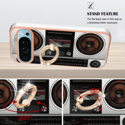 For Google Pixel 9 Pro XL Electroplating Dual-side IMD Phone Case with Ring Holder(Retro Radio)