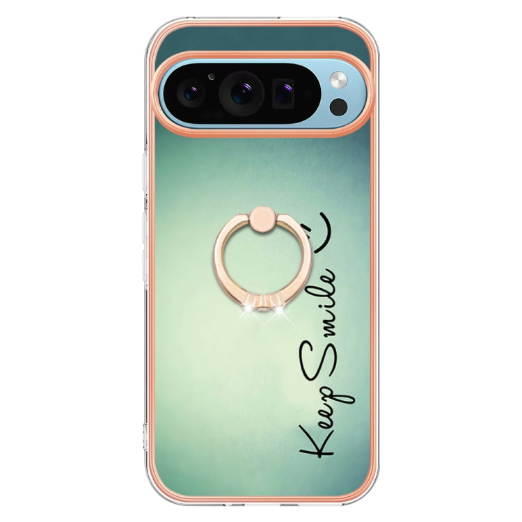For Google Pixel 9 / 9 Pro Electroplating Dual-side IMD Phone Case with Ring Holder(Smile)