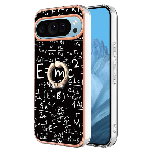 For Google Pixel 9 / 9 Pro Electroplating Dual-side IMD Phone Case with Ring Holder(Equation)