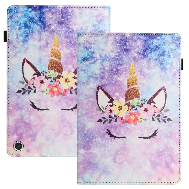 For Amazon Kindle Fire HD 10 2021 Sewing Litchi Texture Smart Leather Tablet Case(Smiling Face)