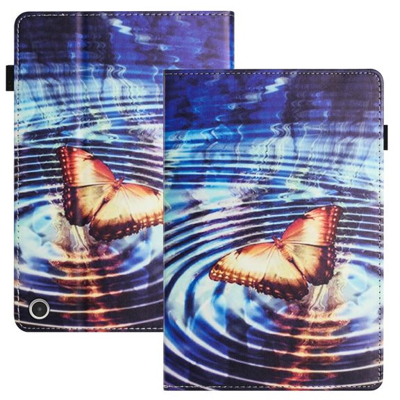 For Amazon Kindle Fire HD 10 2021 Sewing Litchi Texture Smart Leather Tablet Case(Butterfly)