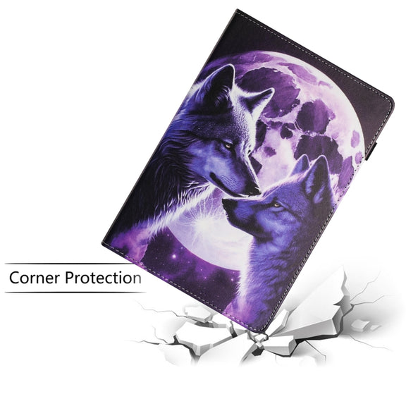 For Amazon Kindle Fire HD 10 2021 Sewing Litchi Texture Smart Leather Tablet Case(Wolf)