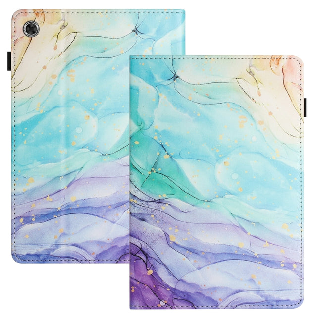 For Lenovo M10 Plus Sewing Litchi Texture Smart Leather Tablet Case(Oil Painting)