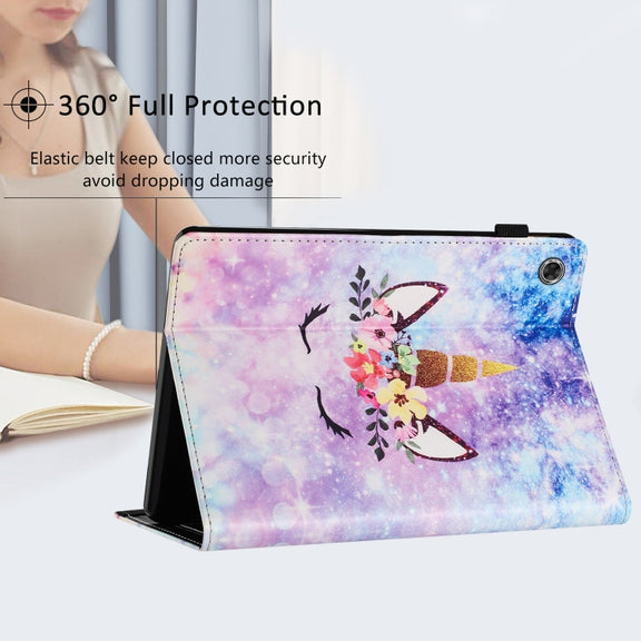 For Lenovo M10 Plus Sewing Litchi Texture Smart Leather Tablet Case(Smiling Face)