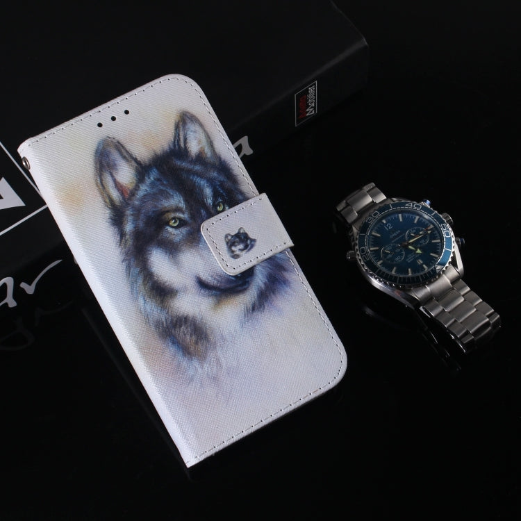 For Honor Magic6 Pro Coloured Drawing Flip Leather Phone Case(White Wolf)