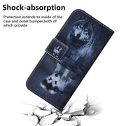 For Honor Magic6 Pro Coloured Drawing Flip Leather Phone Case(Wolf and Dog)