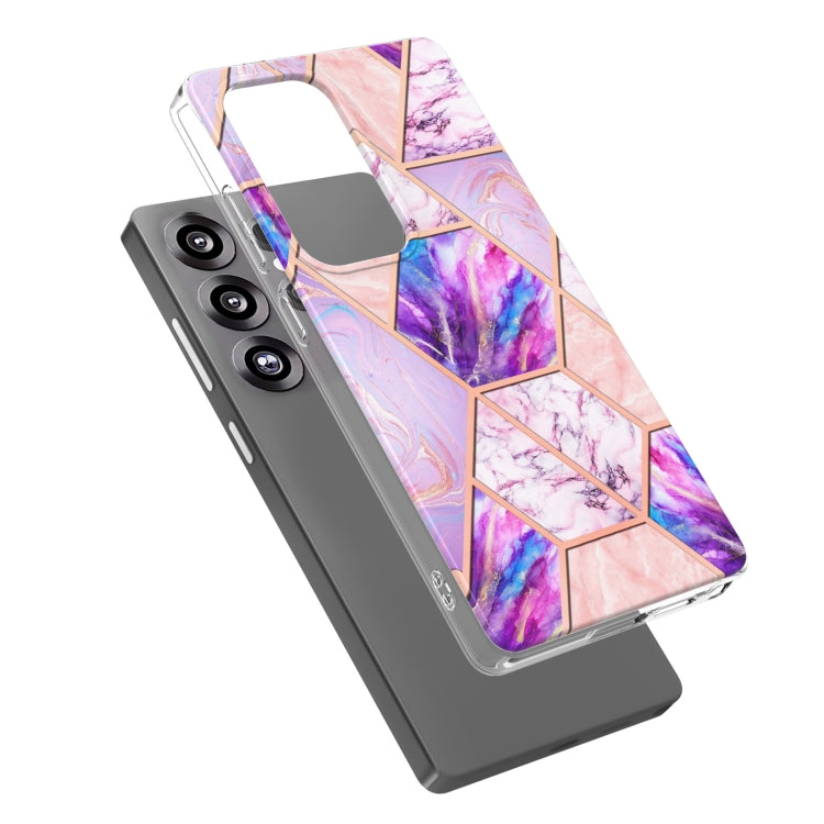 For Samsung Galaxy S25 Ultra 5G Electroplating Splicing Marble TPU Phone Case(Light Purple)
